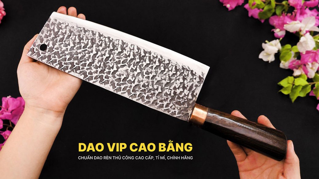 Dao chặt gà sắc bén - Thép nhíp ô tô - Cán mun khâu đồng - G05TMDD DAO VIP CAO BẰNG