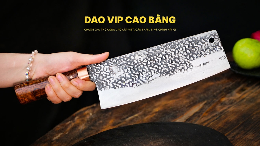Dao chặt gà sắc bén - Thép nhíp ô tô - Cán cẩm - khâu đồng - G05TDD DAO VIP CAO BẰNG