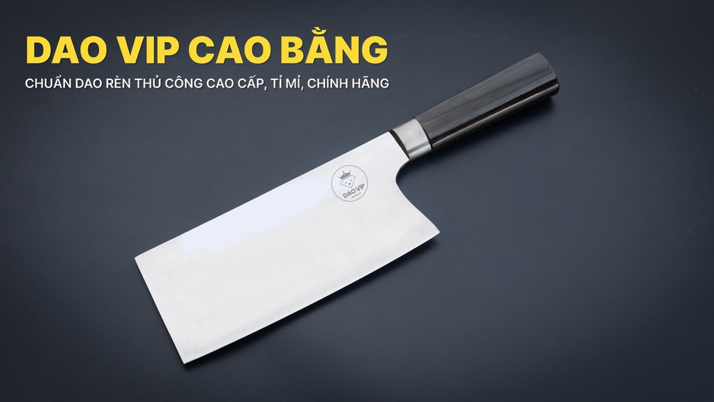 Dao chặt gà thép trắng cao cấp cán mun CG09M DAO VIP CAO BẰNG