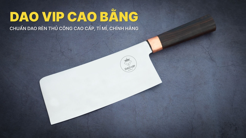 Dao chặt gà cán mun CG10M thép trắng cao cấp DAO VIP CAO BẰNG