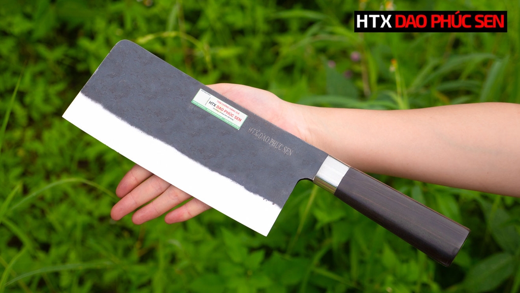 Dao chặt gà thép nhíp cán gỗ mun CG10NM  / HTX DAO PHÚC SEN