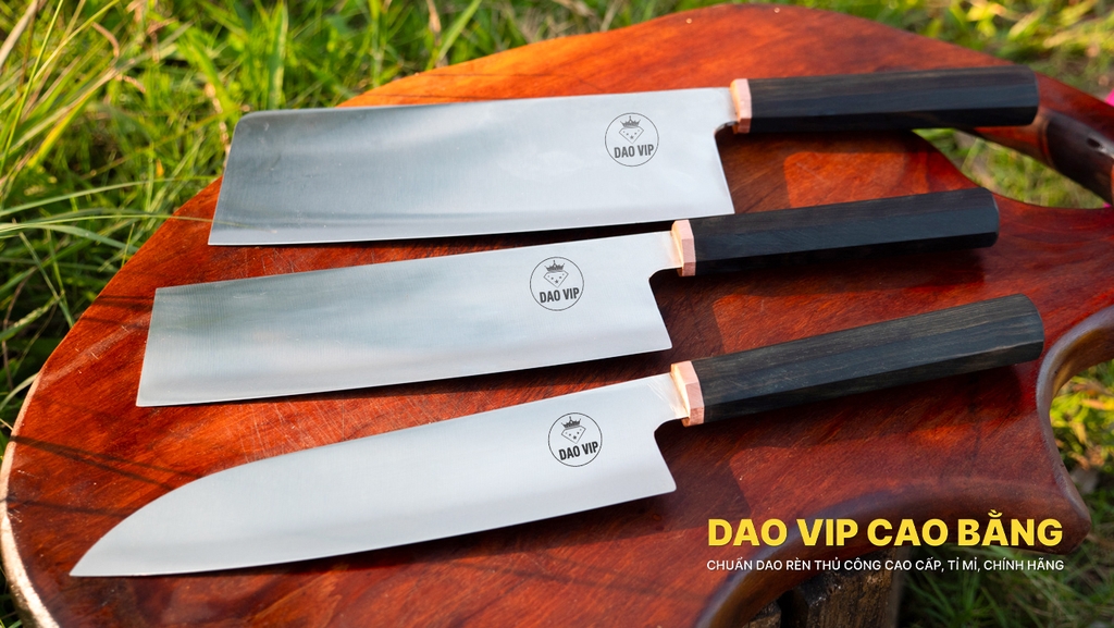 Bộ 3 dao bếp đa năng thép trắng CB89 chất lượng, hàng chuẩn của DAO VIP CAO BẰNG