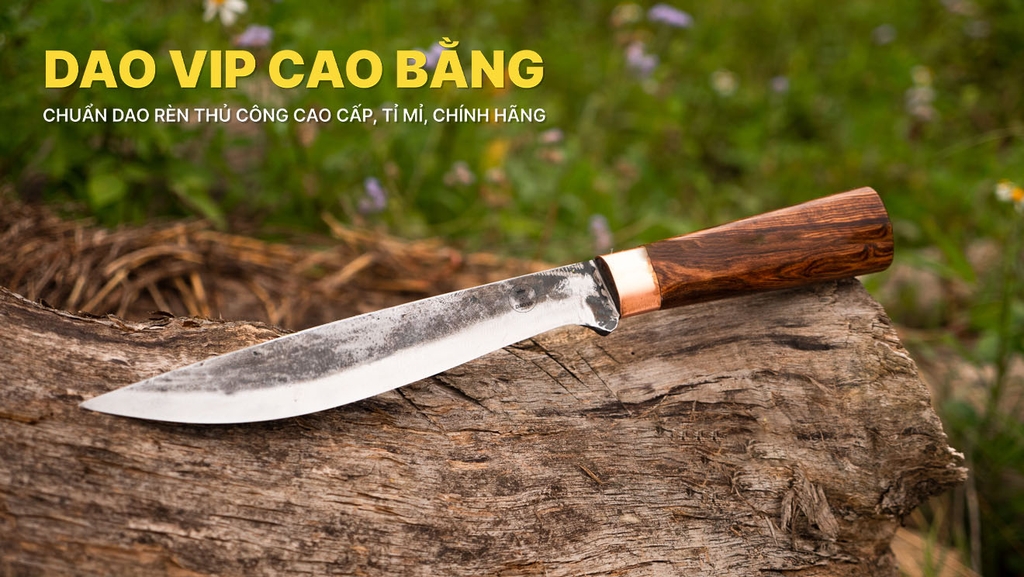 Dao thái lọc sắc bén - Thép nhíp oto - Cán cẩm khâu đồng đỏ - DL22DD DAO VIP CAO BẰNG