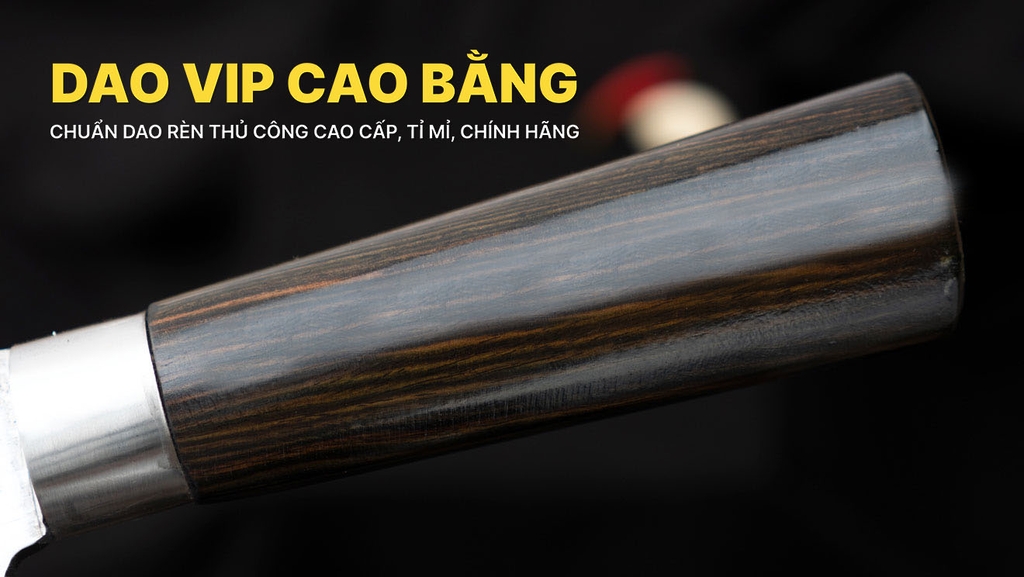 Dao chặt gà thép trắng cán mun CGKM chất lượng - Hàng chuẩn của DAO VIP CAO BẰNG