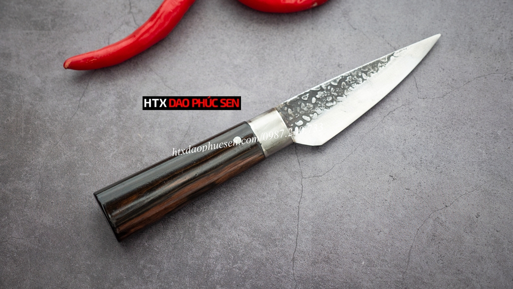 Dao lọc thái nhỏ - Thép nhíp ô tô - Cán mun khâu inox G13TM sắc bén hàng chuẩn chính hãng của DAO VIP - HTX DAO PHÚC SEN