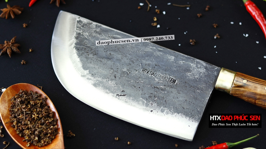 Dao tầu chặt xương - Thép nhíp ô tô - Cán cẩm khâu đồng - DCX01DD