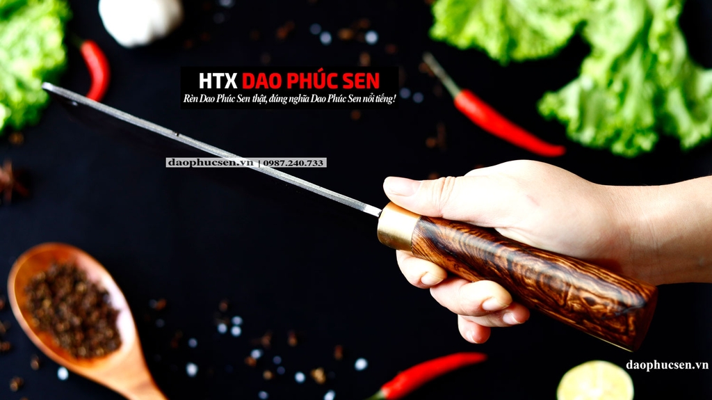 Dao chặt xương sắc bén - Thép nhíp ô tô - Cán cẩm khâu đồng - N10D