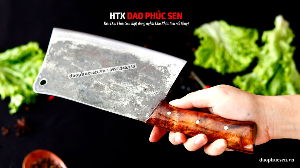 Dao chặt gà sắc bén -Thép nhíp ô tô - Cán ốp nu - N09OCD