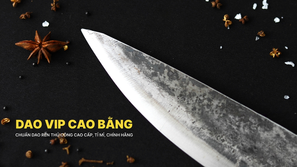 Dao phile sắc bén - Thép nhíp ô tô - Cán gỗ tự nhiên khâu inox - N05 | DAO VIP CAO BẰNG