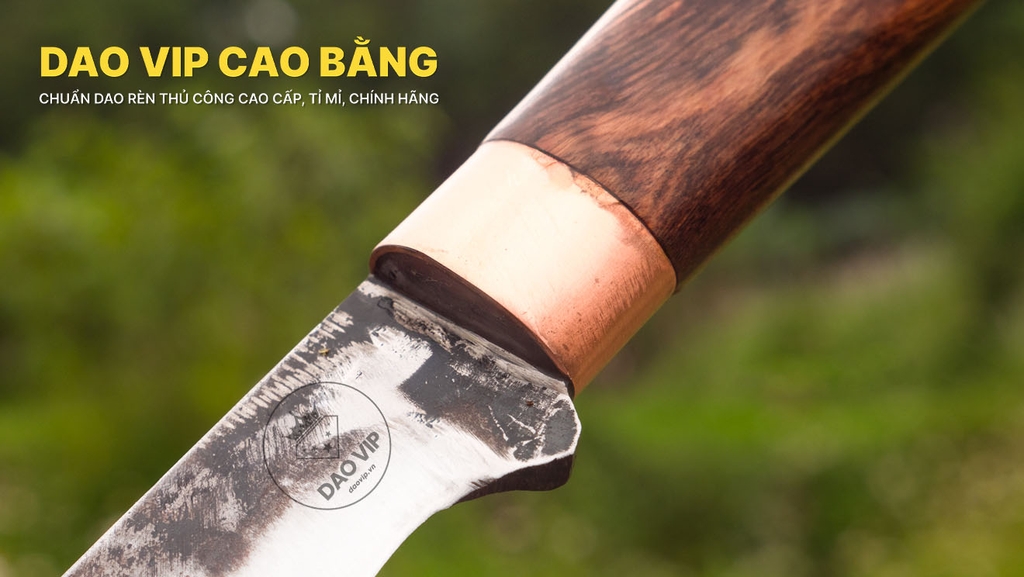 Dao thái lọc sắc bén - Thép nhíp oto - Cán cẩm khâu đồng đỏ - DL22DD DAO VIP CAO BẰNG