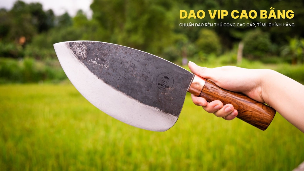 Dao làm cá - Thép nhíp ô tô - Cán gỗ khâu đồng đỏ DLCDD, hàng chuẩn CỦA DAO VIP CAO BẰNG