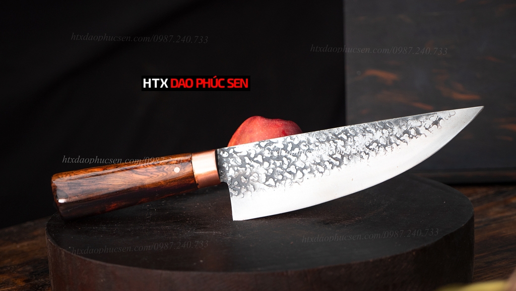 Dao thái lọc sắc bén - Thép nhíp ô tô - Cán cẩm khâu đồng - G09TDD giữ sắc lâu, dễ mài lại