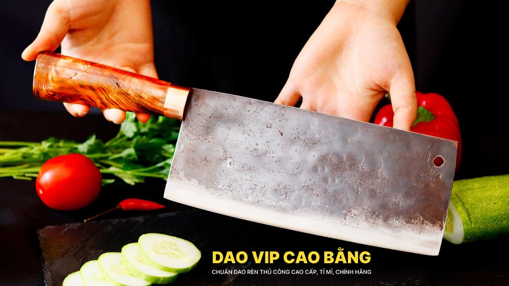Dao thái phở bản 10 - Thép nhíp ô tô - Cán cẩm khâu đồng - GTPCDD - DAO VIP CAO BẰNG
