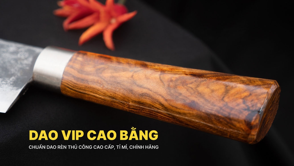 Dao chặt gà, chặt cây đa năng sắc bén- Thép nhíp ô tô - Cán gỗ tự nhiên khâu inox - G07 | DAO VIP CAO BẰNG