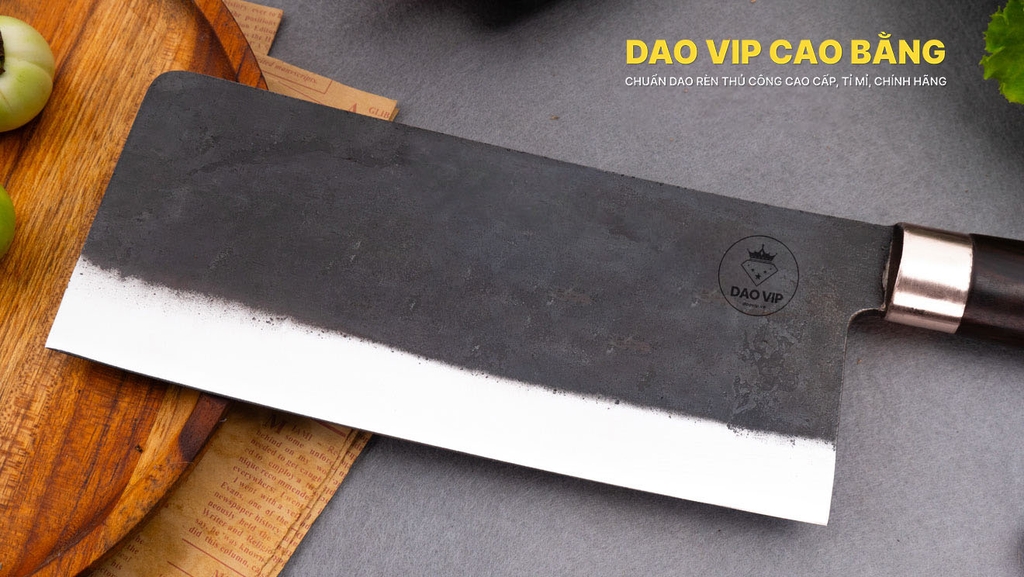 Dao chặt gà thép nhíp cán gỗ mun CG10NM dao vip cao bằng