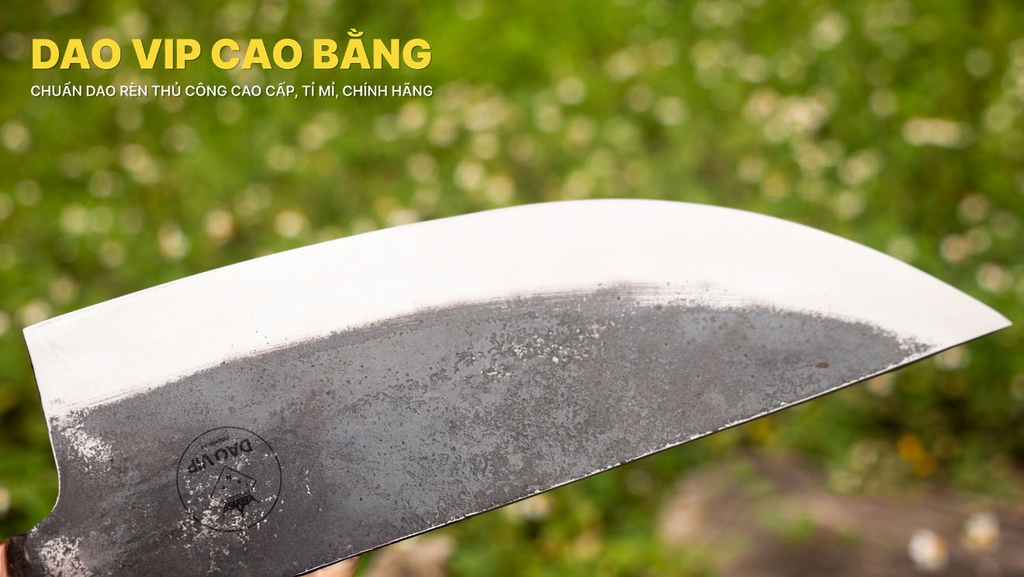 Dao chặt thái bầu nhọn - Thép nhíp xe - Cán cẩm chỉ khâu đồng đỏ DCTDD hàng chuẩn chính hãng của DAO VIP CAO BẰNG