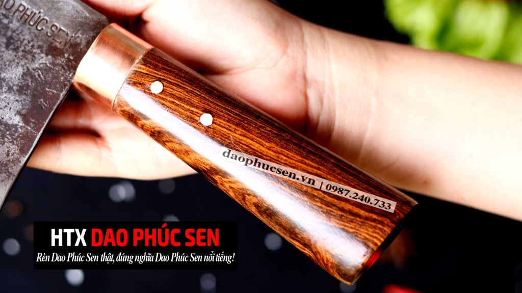 Dao chặt gà sắc bén -Thép nhíp ô tô - Cán cẩm khâu đồng - N09DD