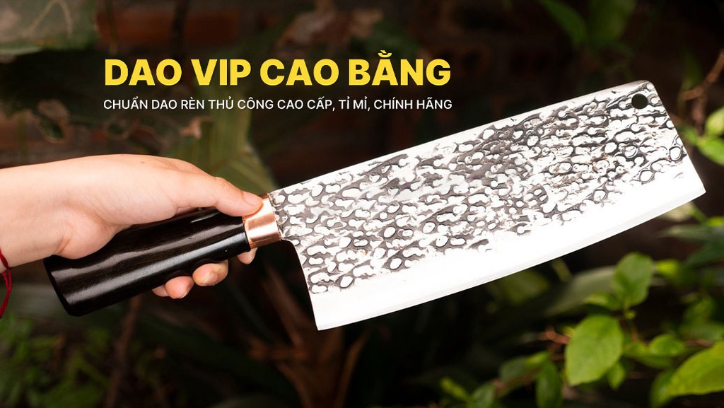 Dao chặt gà sắc bén - Thép nhíp ô tô - Cán mun khâu đồng - G05TMDD DAO VIP CAO BẰNG