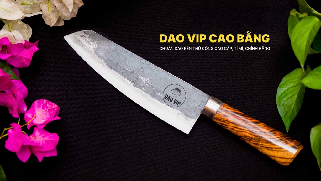 Dao thái lọc sắc bén - Thép nhíp ô tô - Cán gỗ tự nhiên khâu inox - N07 | DAO VIP CAO BẰNG