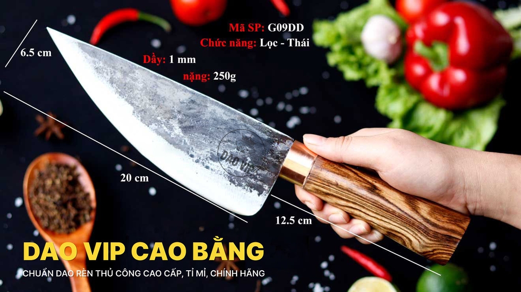 DAO BẦU LỌC 20 thép nhíp xe cán gỗ cẩm  G09DD DAO VIP CAO BẰNG