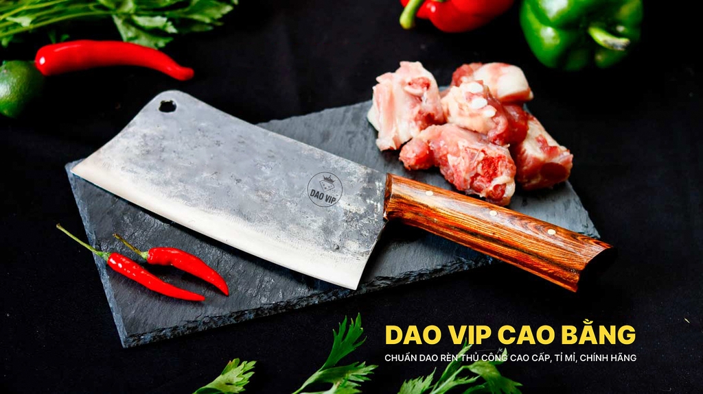 Dao chặt gà sắc bén -Thép nhíp ô tô - Cán ốp nu - N09OCD DAO VIP CAO BẰNG