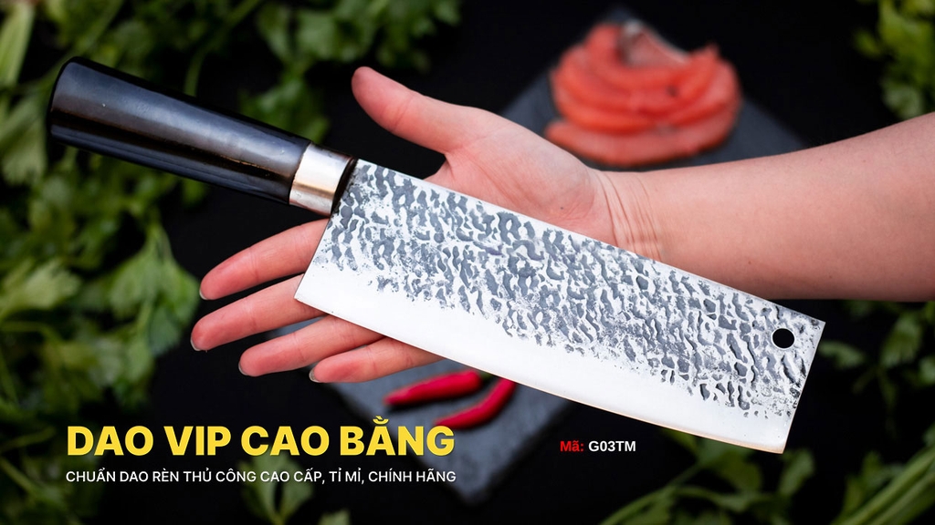 Dao thái 22 thép nhíp dập hoa văn - G03TM | DAO VIP CAO BẰNG