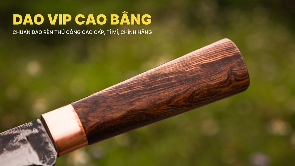 Dao thái lọc sắc bén - Thép nhíp oto - Cán cẩm khâu đồng đỏ - DL22DD DAO VIP CAO BẰNG