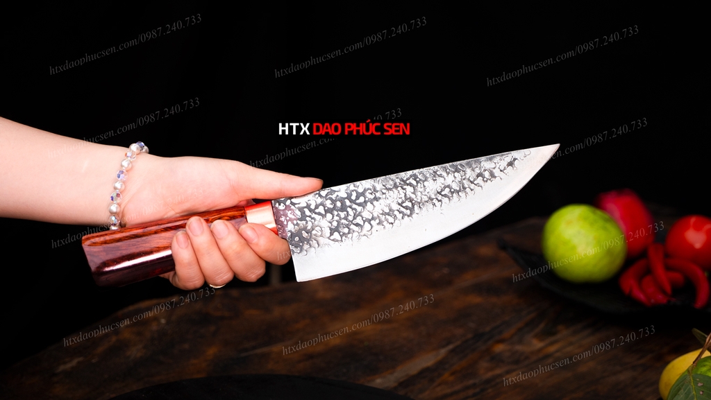 Dao thái lọc sắc bén - Thép nhíp ô tô - Cán cẩm khâu đồng - G09TDD giữ sắc lâu, dễ mài lại