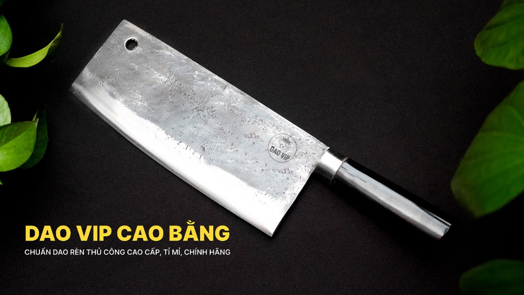 Dao chặt xương sắc bén - Thép nhíp ô tô - Cán mun khâu inox - G06M DAO VIP CAO BẰNG