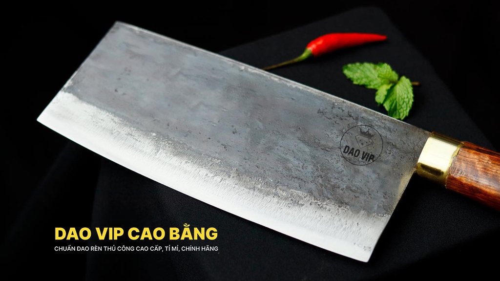 Dao thái phở bản 10 - Thép nhíp ô tô - Cán cẩm khâu đồng - GTPCD DAO VIP CAO BẰNG
