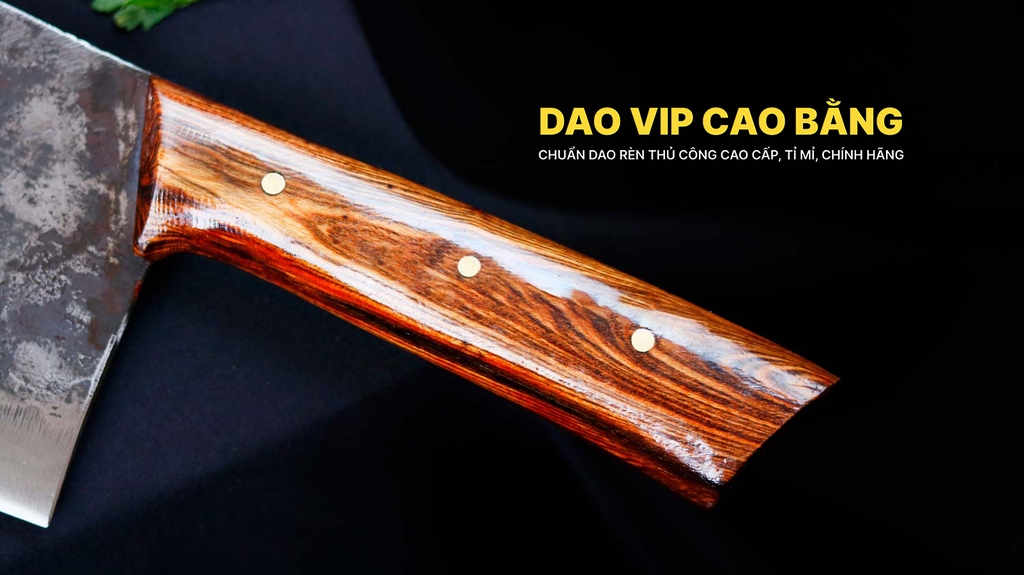 Dao chặt gà sắc bén -Thép nhíp ô tô - Cán ốp nu - N09OCD DAO VIP CAO BẰNG
