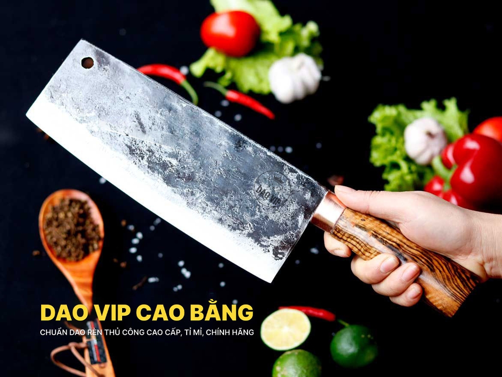 Dao chặt gà sắc bén - Thép nhíp ô tô - Cán cẩm khâu đồng - G05DD DAO VIP CAO BẰNG