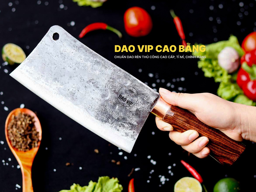 Dao chặt gà sắc bén -Thép nhíp ô tô - Cán cẩm khâu đồng - N09DD DAO VIP CAO BẰNG