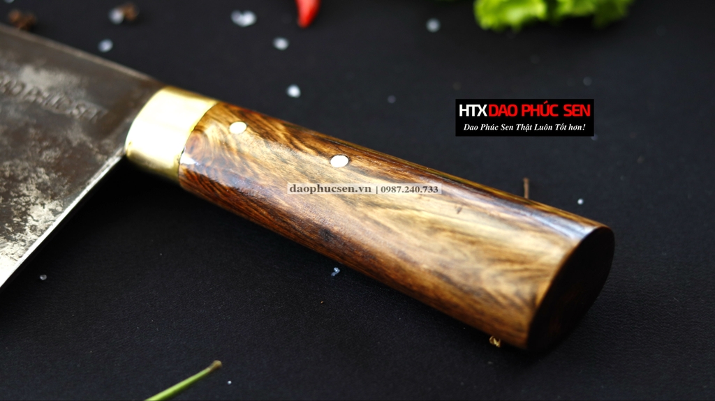 Dao chặt xương sắc bén - Thép nhíp ô tô - Cán cẩm khâu đồng - G06D