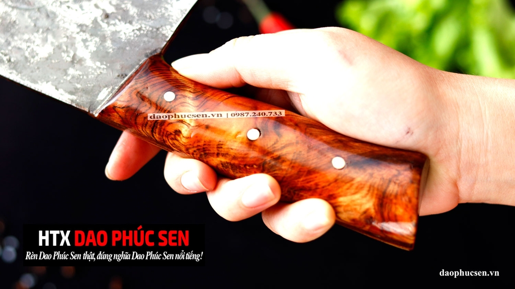Dao chặt gà sắc bén -Thép nhíp ô tô - Cán ốp nu - N09OCD