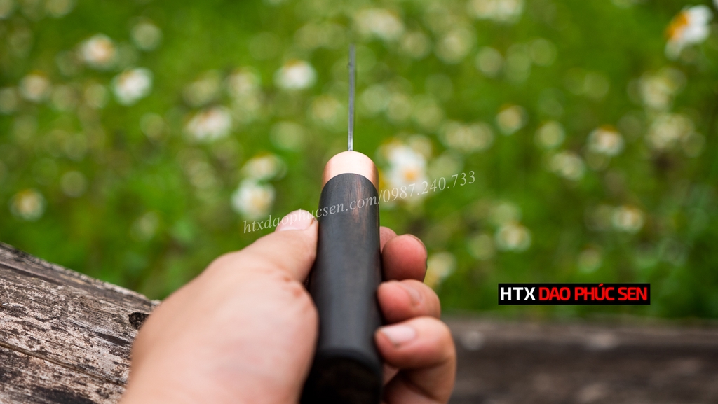 Dao bóc tỏi, gọt hoa quả cán gỗ mun DBTMDD, hàng chuẩn chính hãng CỦA DAO VIP - HTX DAO PHÚC SEN