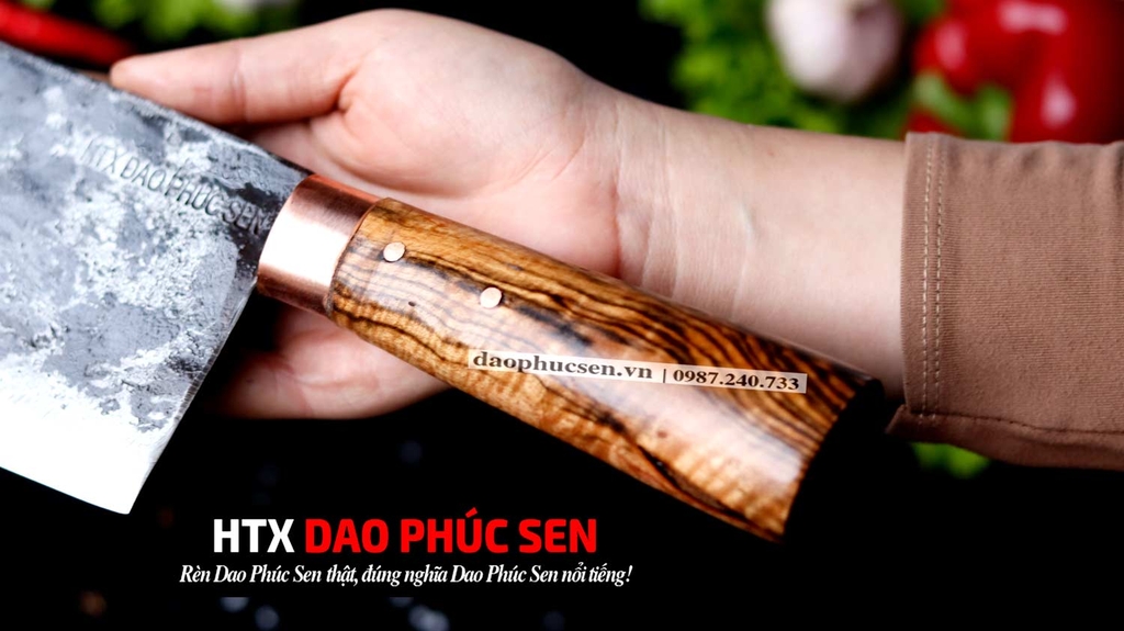 Dao chặt gà sắc bén - Thép nhíp ô tô - Cán cẩm khâu đồng - G05DD