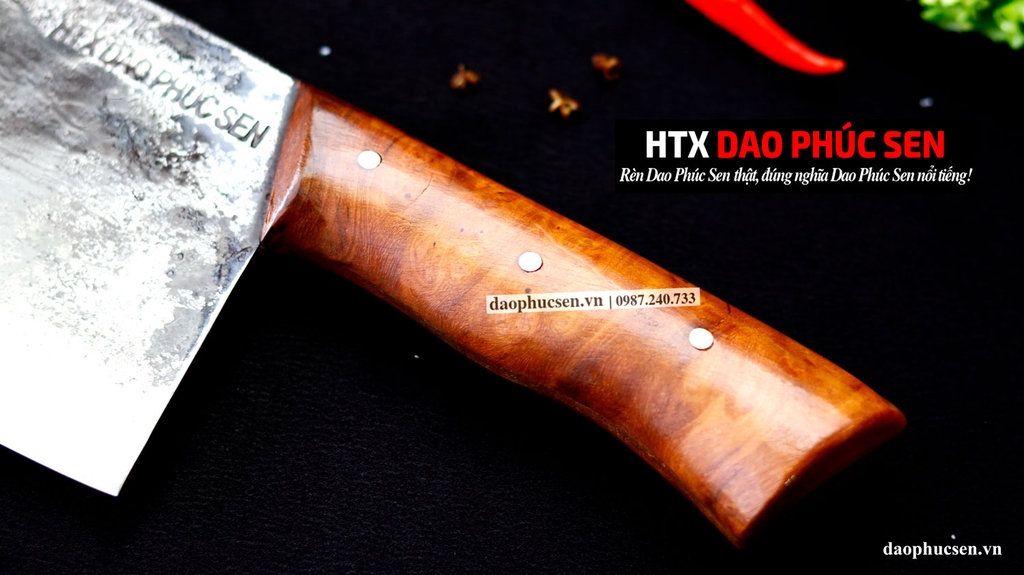 Dao chặt gà sắc bén -Thép nhíp ô tô - Cán ốp nu - N09OND