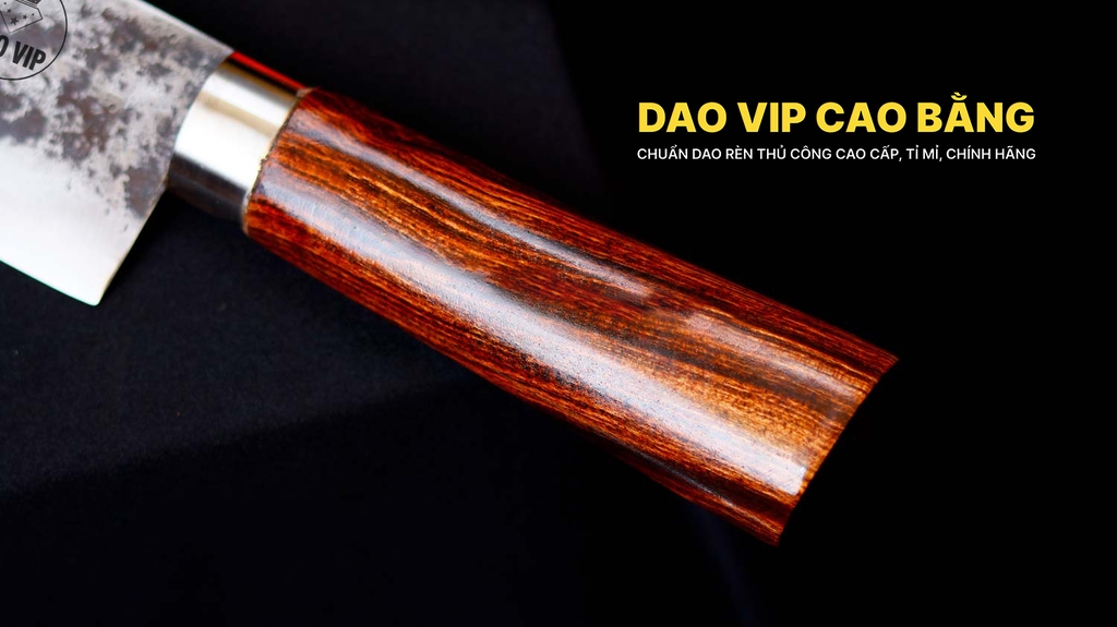 Dao lọc thái sắc bén - Thép nhíp ô tô - Cán gỗ tự nhiên khâu inox - N06 | DAO VIP CAO BẰNG