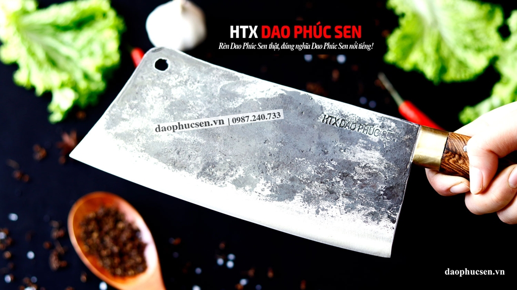 Dao chặt xương sắc bén - Thép nhíp ô tô - Cán cẩm khâu đồng - N10D