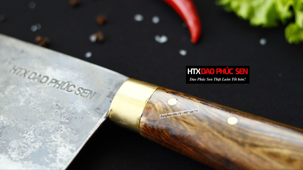 Dao chặt xương sắc bén - Thép nhíp ô tô - Cán cẩm khâu đồng - G06D