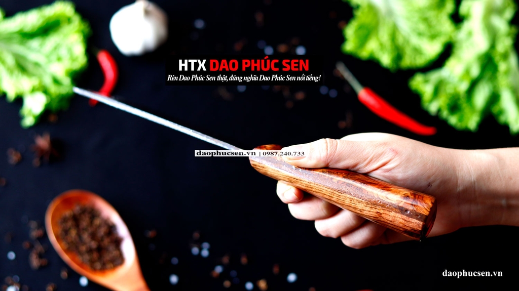 Dao chặt gà sắc bén -Thép nhíp ô tô - Cán ốp nu - N09OCD