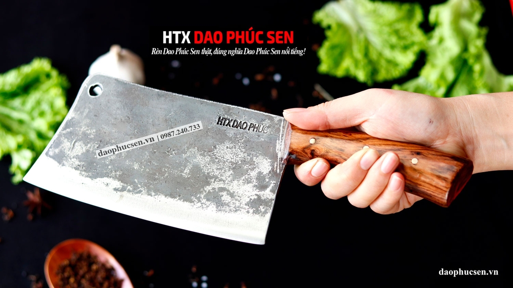 Dao chặt gà sắc bén -Thép nhíp ô tô - Cán ốp nu - N09OCD
