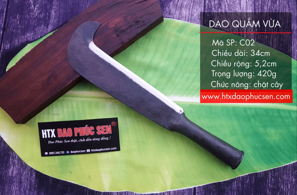 Dao quắm chặt cây phát cỏ sắc bén - Thép nhíp ô tô - C02
