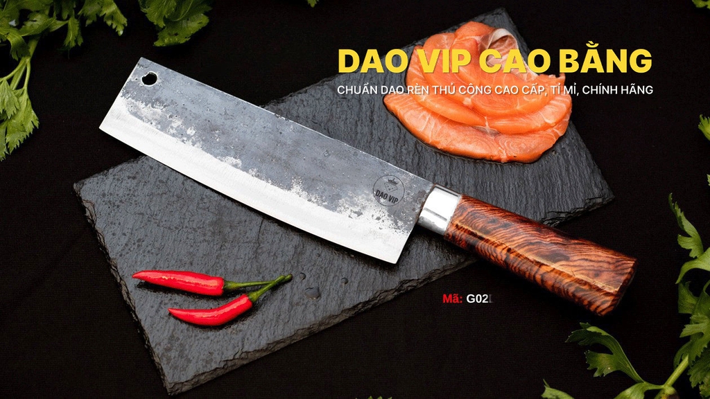 Dao Thái Thịt G02 Thép Nhíp Sắc Bén, Giữ Sắc Lâu, Dễ Mài Lại Hàng Chuẩn DAO VIP CAO BẰNG
