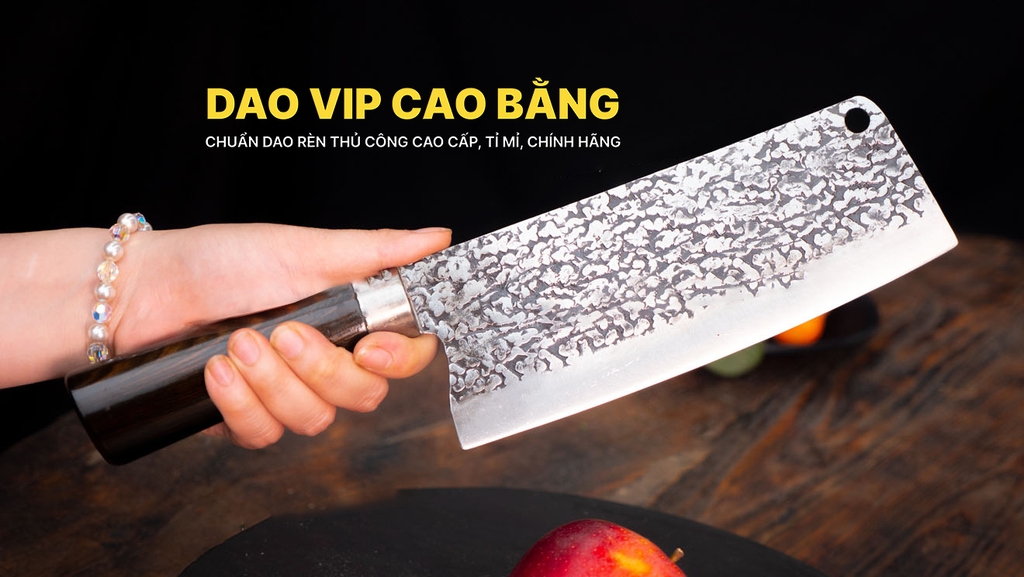 Dao thái lọc sắc bén - Thép nhíp ô tô - Cán mun khâu inox N09ATM sắc bén, bền bỉ, giữ sắc lâu DAO VIP CAO BẰNG