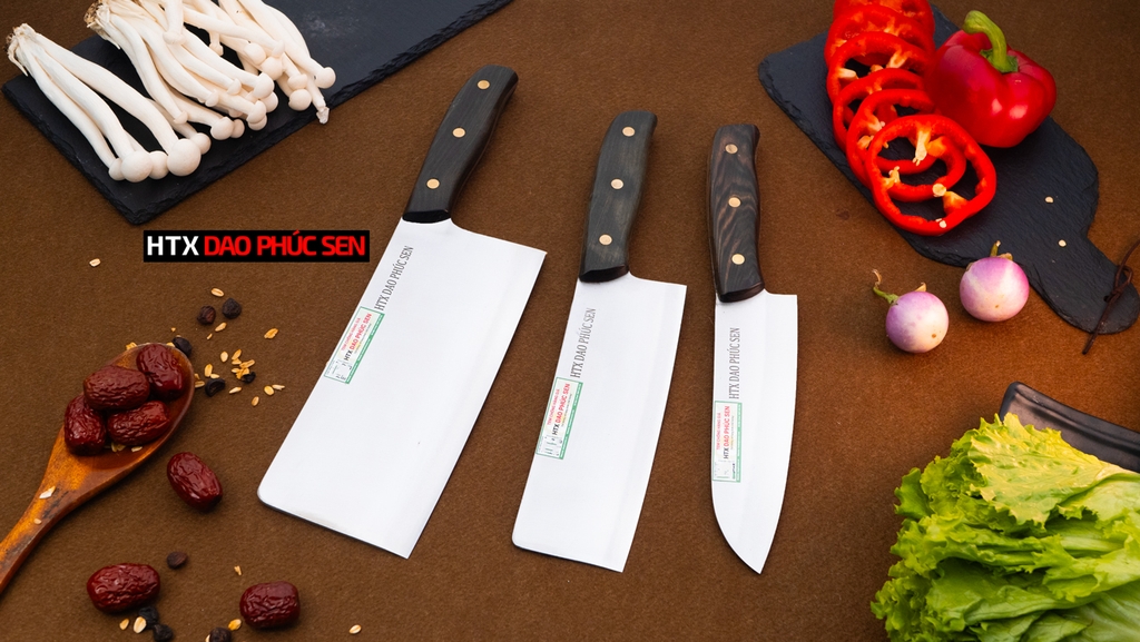 Bộ dao bếp 3 món thép trắng CB89TM đa dụng - Hàng chuẩn của DAO VIP - HTX DAO PHÚC SEN