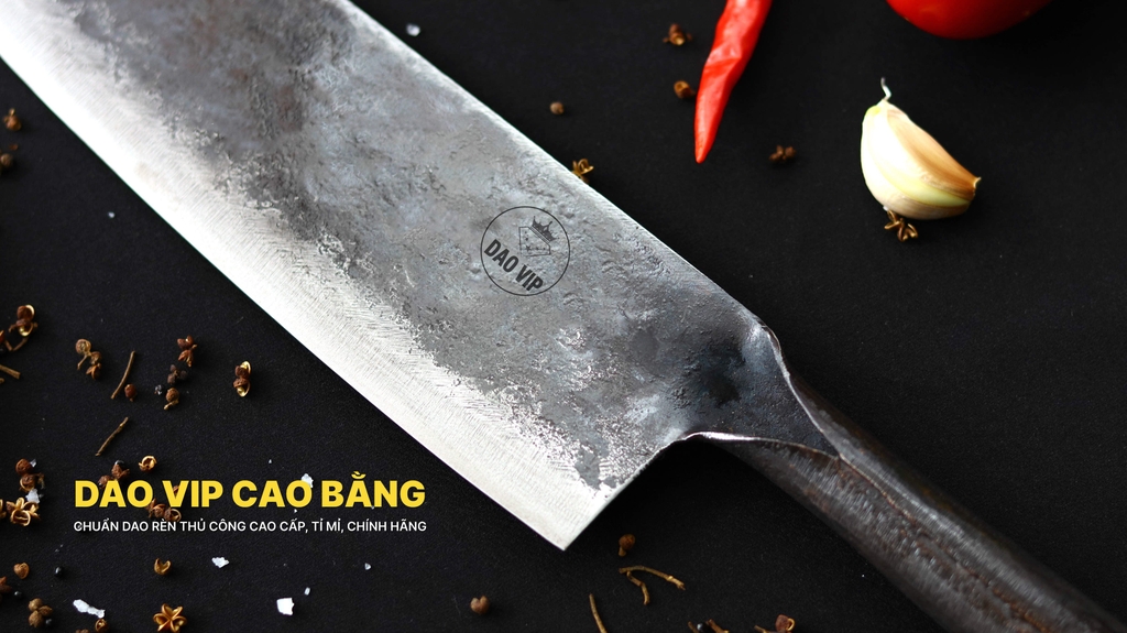 Dao thái sắc bén - Cán sắt thép nhíp ô tô S02, dễ mài lại, HÀNG CHUẨN CỦA DAO VIP CAO BẰNG