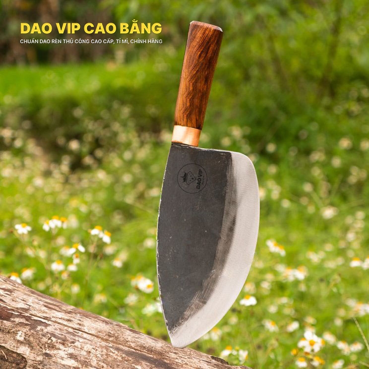 Dao làm cá - Thép nhíp ô tô - Cán gỗ khâu đồng đỏ DLCDD, hàng chuẩn CỦA DAO VIP CAO BẰNG