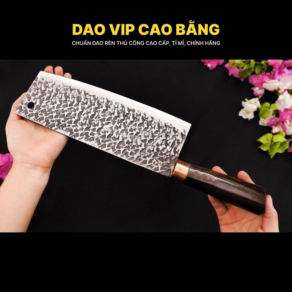 Dao chặt gà sắc bén - Thép nhíp ô tô - Cán mun khâu đồng - G05TMDD DAO VIP CAO BẰNG